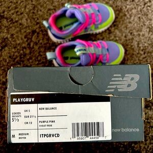 New balance toddler shoes, size 5 1/2, purple, pink green